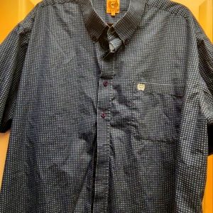 Beautiful blue cinch button up shirt